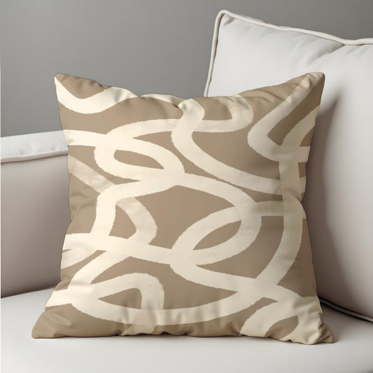 Neutral Abstract Loop Cushion Cover, Minimalist Throw Pillow Cover
