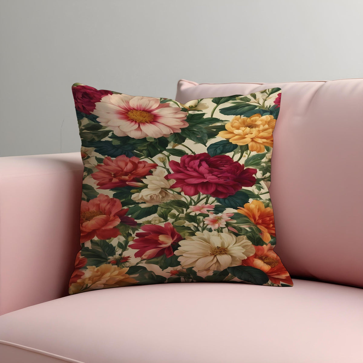 Classsic Floral Cushion Cover, Botanical Flower Throw Pillow Case