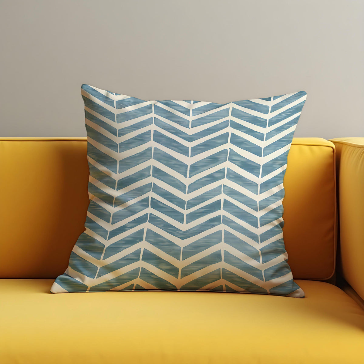 Blue Chevron Cushion Cover, Painted Look Modern Throw Pillow Case
