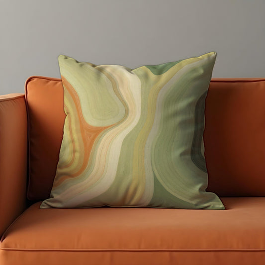 Earth Tone Abstract Throw Pillow Cover, Organic Wave Cushion Case