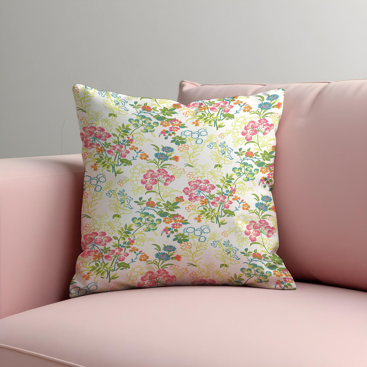 Pastel Floral Cushion Cover, Classic Garden Throw Pillow Case