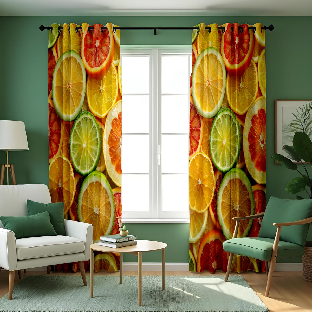 Citrus Fruit Kitchen Curtains, Lemon Lime Orange Drapes