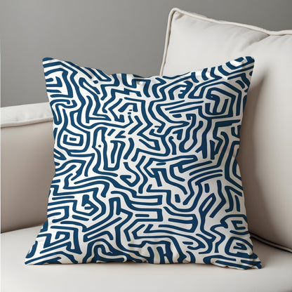 Modern Line Art Maze Pattern Cushion Cover, Abstract Pillow Cover