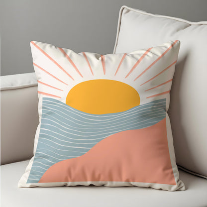 Sunrise Landscape Cushion Cover, Boho Throw Pillow Case