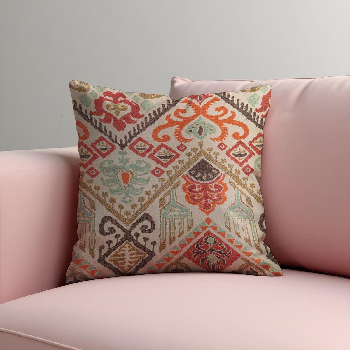 Boho Ikat Cushion Cover, Geometric Ethnic Throw Pillow Case