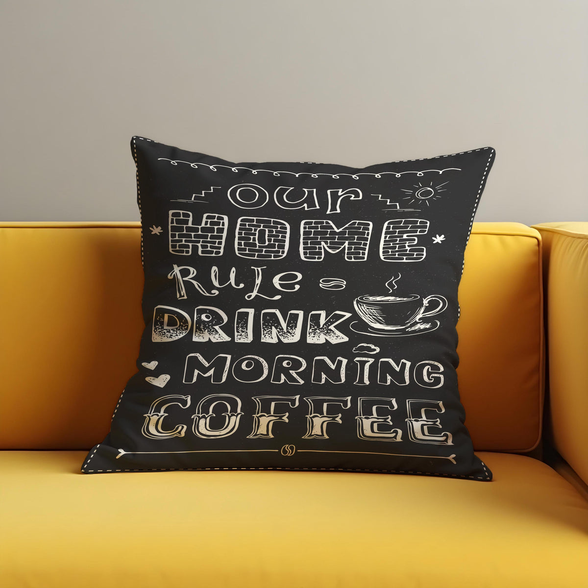 Coffee Quote Cushion Cover, Chalkboard Throw Pillow Case
