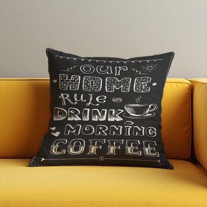 Coffee Quote Cushion Cover, Chalkboard Throw Pillow Case