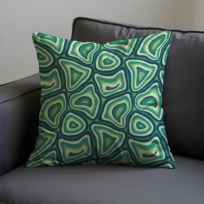 Retro Psychedelic Cushion Cover, Green Trippy Abstract Pillow Case
