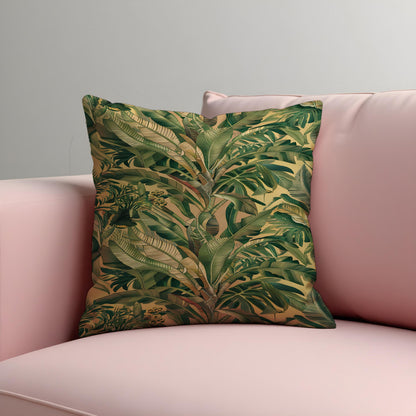 Palm Leaf Cushion Cover, Green Botanical Pillow Case