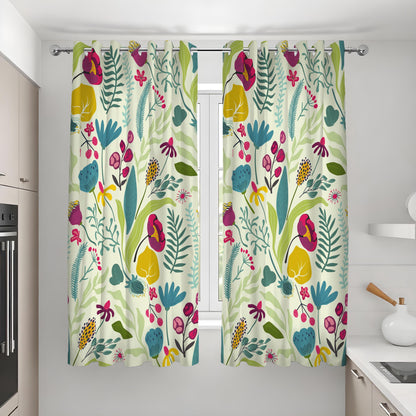 Multicolor Tropical Floral Curtains, Jungle Leaf Drapes