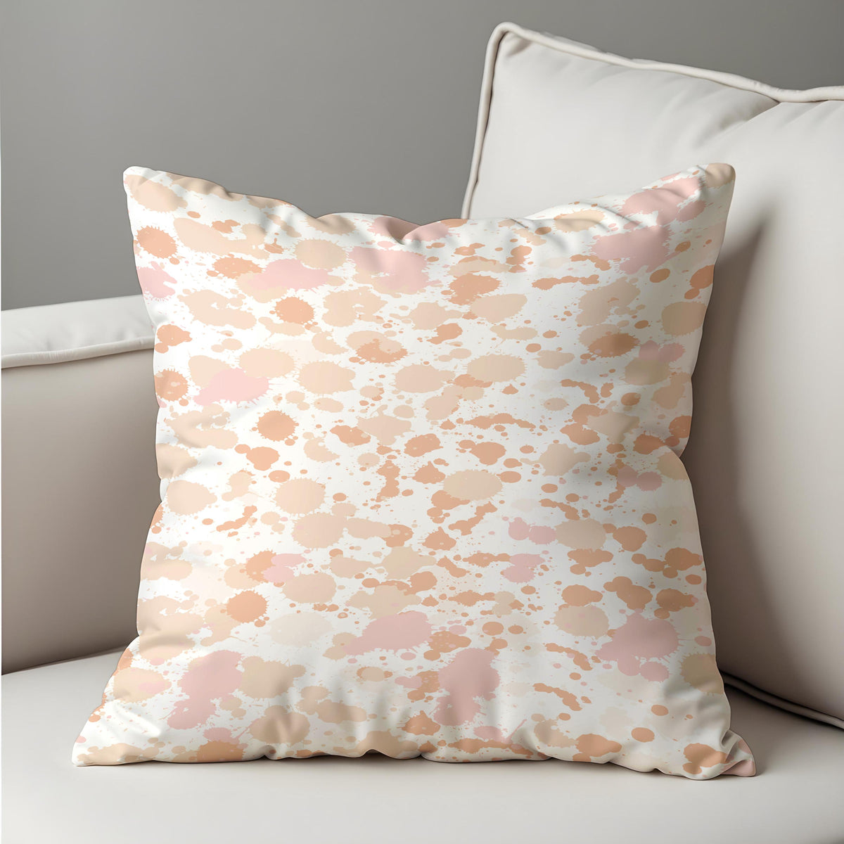 Blush Pink Splatter Pillow Cover, Abstract Cushion Case