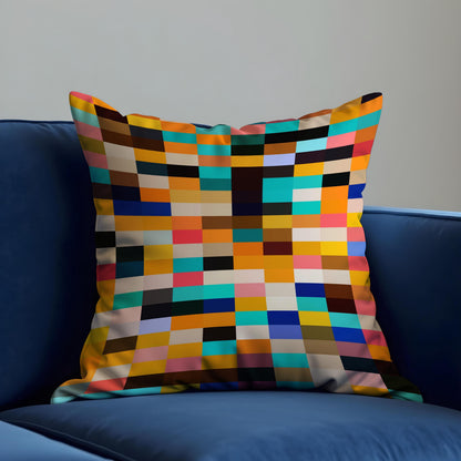Color Block Cushion Cover, Pixel Art Throw Pillow Case