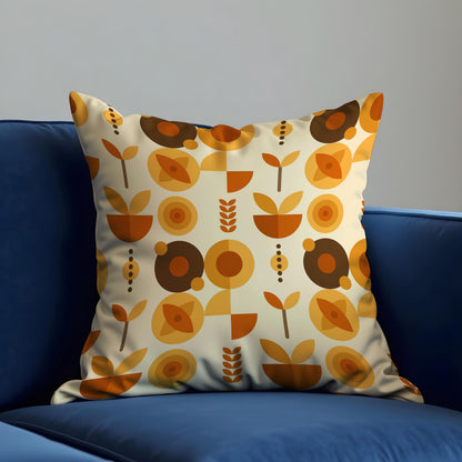 Mid Century Modern Floral Cushion Cover, Retro Throw Pillow Cover
