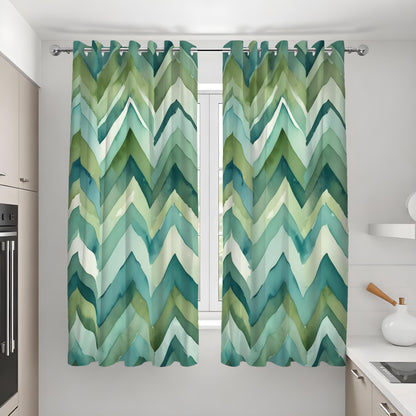 Green Zigzag Chevron Curtains, Custom Made Window Drapes