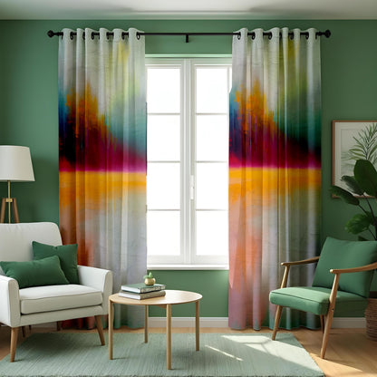 Colorful Ombre Sunset Curtains, Abstract Gradient Drapes