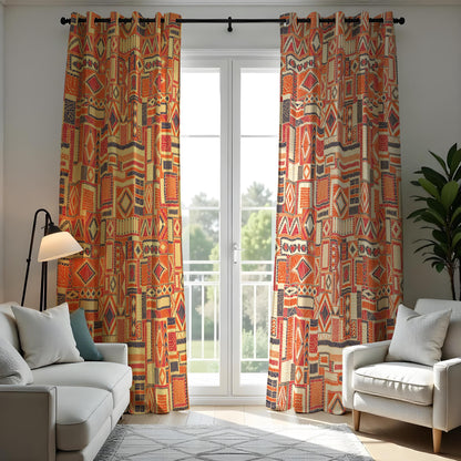 Tribal Boho Curtains, Colorful Aztec Geometric Drapes