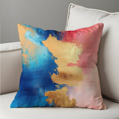 Abstract Cushion Cover, Mustard Foil Brushstroke Throw Pillow Cover