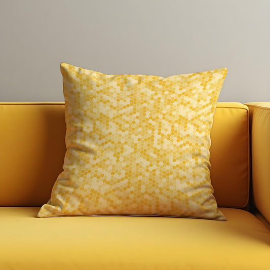 Yellow Honeycomb Pillow Cover, Hexagon Cushion Case
