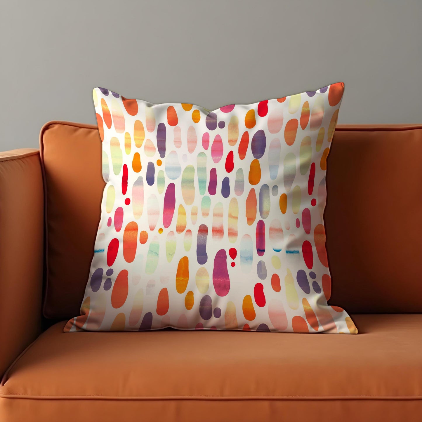 Colorful Watercolor Cushion Cover, Rainbow Dot Throw Pillow Cover