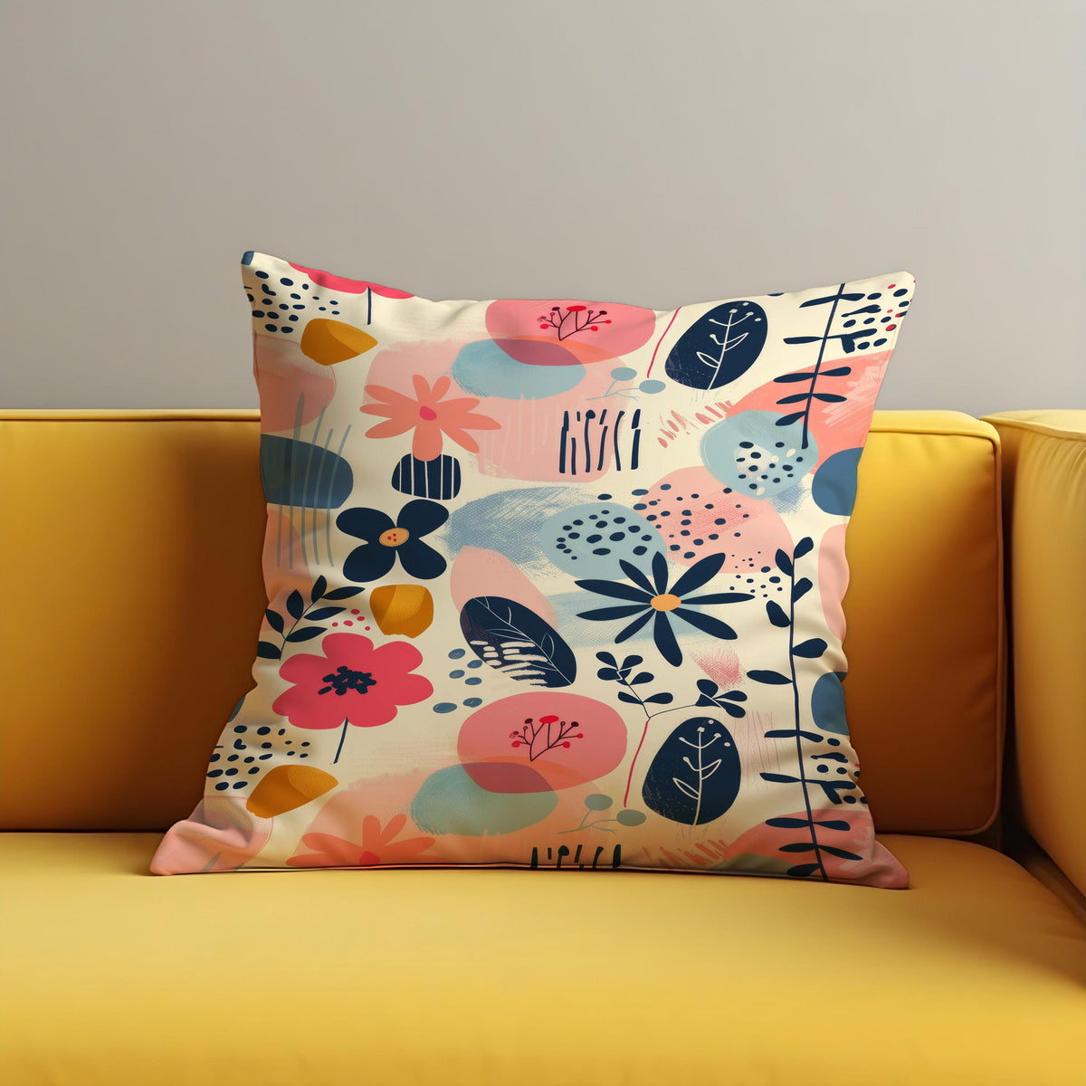 Abstract Floral Cushion Cover, Botanical Pillow Case