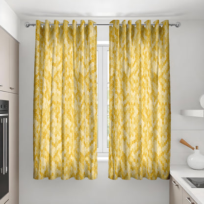 Yellow Honeycomb Curtains, Hexagon Geometric Window Drapes