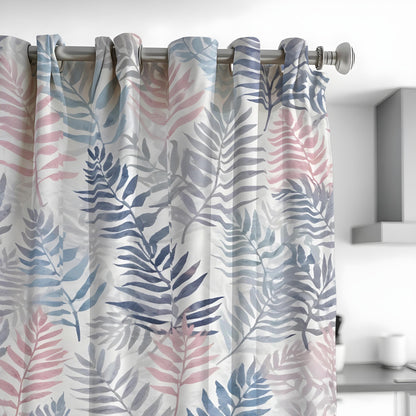 Pastel Fern Curtains, Soft Botanical Leaf Print Drapes