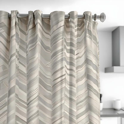 Grey Chevron Curtains, Modern Geometric Custom Drapes