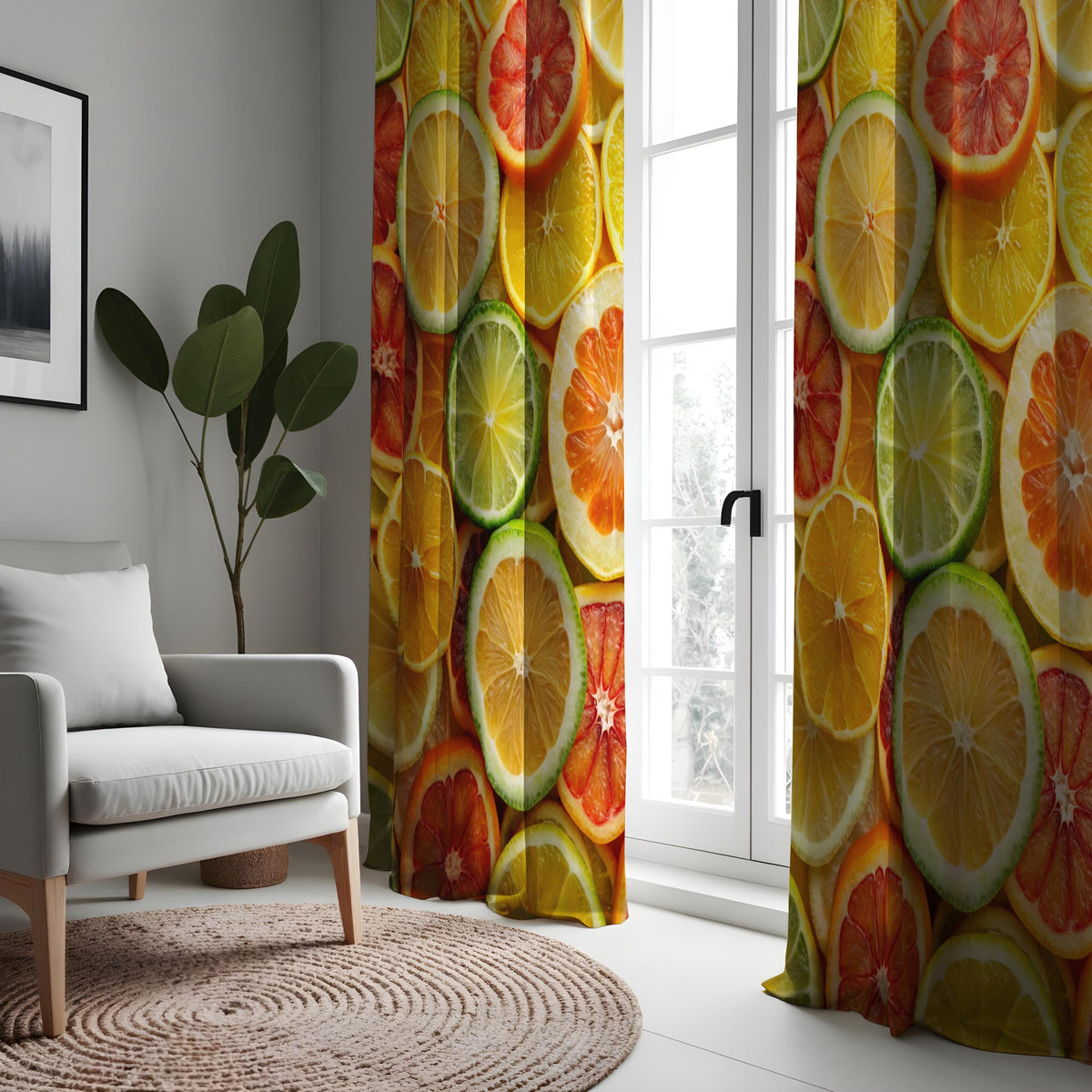 Citrus Fruit Kitchen Curtains, Lemon Lime Orange Drapes