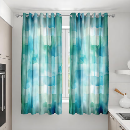 Aqua Blue Watercolor Curtains, Ocean Gradient Drapes