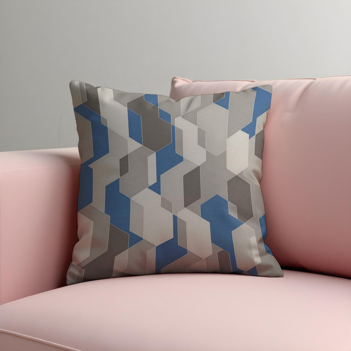 Grey Blue Geometric Cushion Cover, Modern Pillow Case