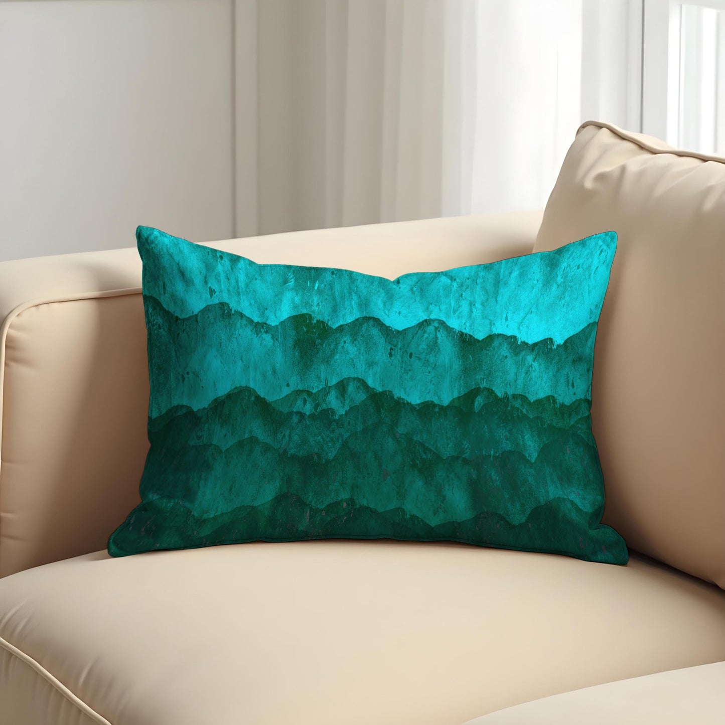 Mountain Landscape Cushion Cover, Watercolor Nature Pillow Case