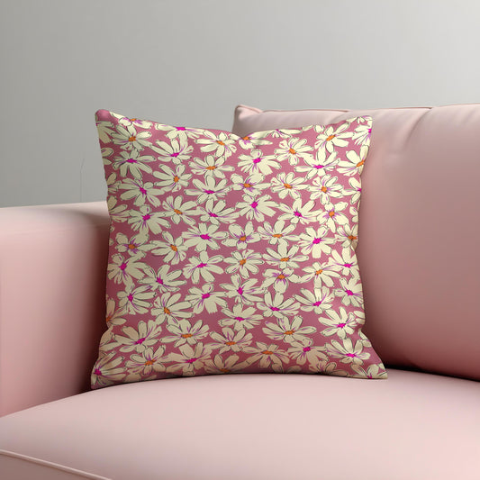 Pink Floral Cushion Cover, Botanical Throw Pillow Case