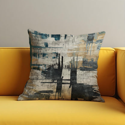 Abstract Cushion Cover, Black and Beige Brushstroke Design Pillow Case