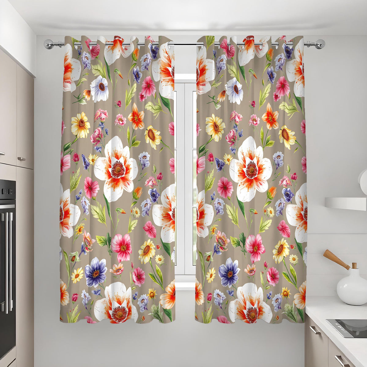 Large Flower Curtains, Vibrant Botanical Floral Drapes