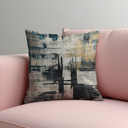 Abstract Cushion Cover, Black and Beige Brushstroke Design Pillow Case