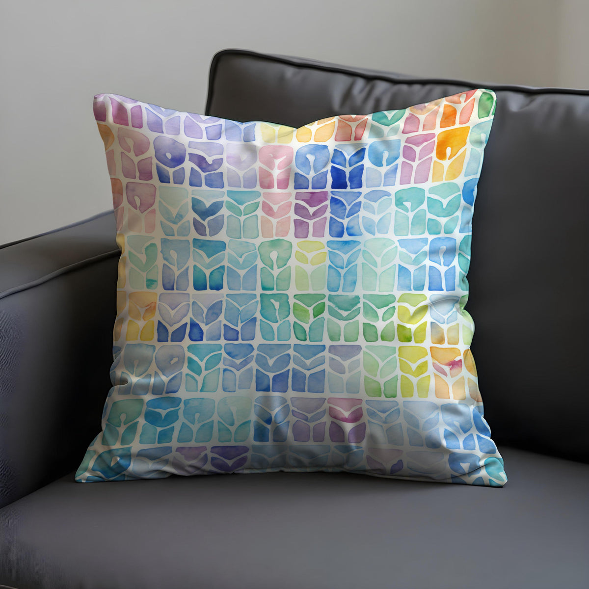 Colorful Geometric Cushion Cover, Watercolor Throw Pillow Case