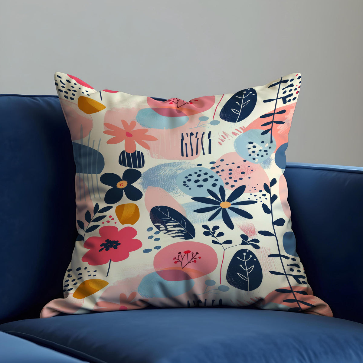 Abstract Floral Cushion Cover, Botanical Pillow Case