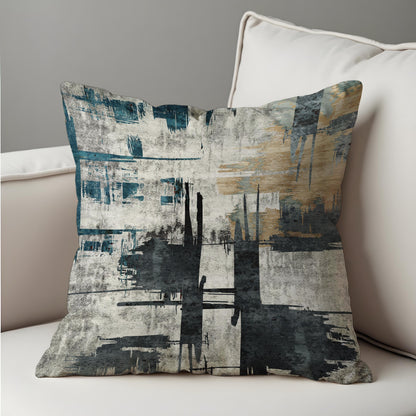 Abstract Cushion Cover, Black and Beige Brushstroke Design Pillow Case