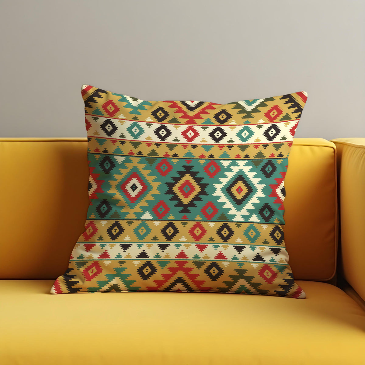 Boho Southwestern Throw Pillow Cover, Geometric Cushion
