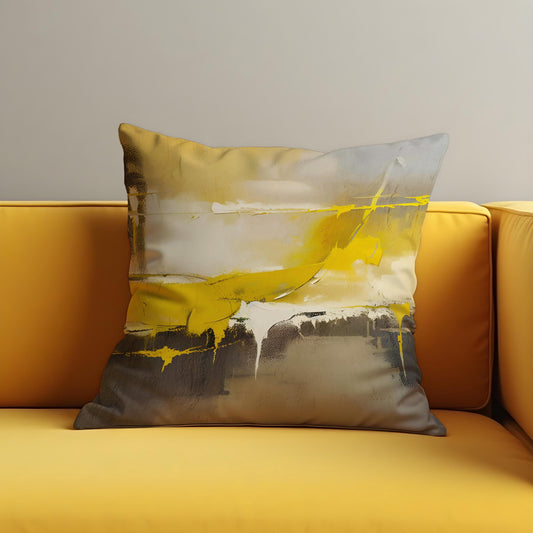 Yellow Abstract Cushion Cover, Modern Artistic Throw Pillow Case