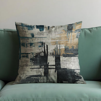 Abstract Cushion Cover, Black and Beige Brushstroke Design Pillow Case