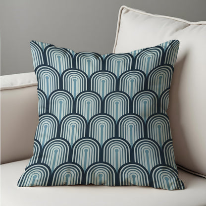 Mid Century Blue Cushion Cover, Geometric Pillow Case