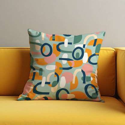 Modern Abstract Cushion Cover, Colorful Mid-Century Throw Pillow Cover