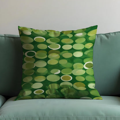 Green Polka Dot Cushion Cover, Playful Abstract Circle Pillow Case