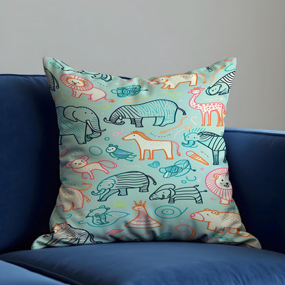 Safari Animal Throw Pillow Cover, Nursery Cushion Case