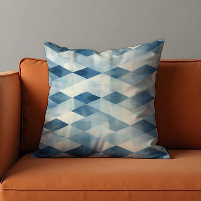 Blue White Check Cushion Cover, Watercolour Pillow Case