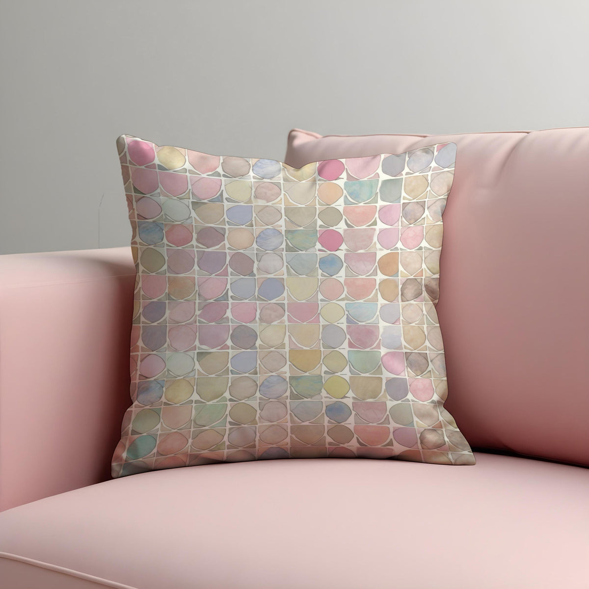 Pastel Geometric Throw Pillow Cover, Modern Circle Cushion Case