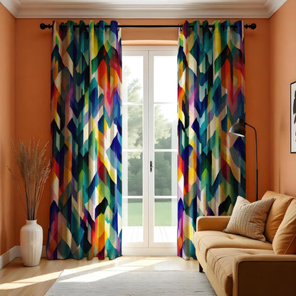 Rainbow Chevron Curtains, Colorful Abstract Geometric Drapes