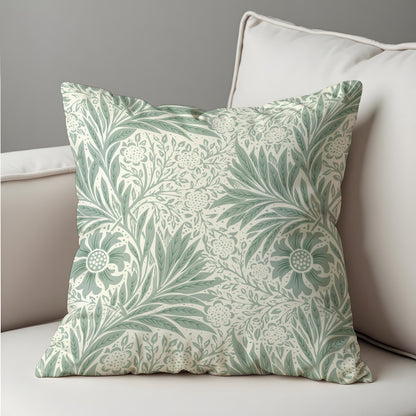 Sage Green Floral Cushion Cover, Farmhouse Botanical Throw Pillow Case