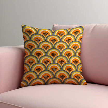 Retro Geometric Cushion Cover, Art Deco Throw Pillow Cover
